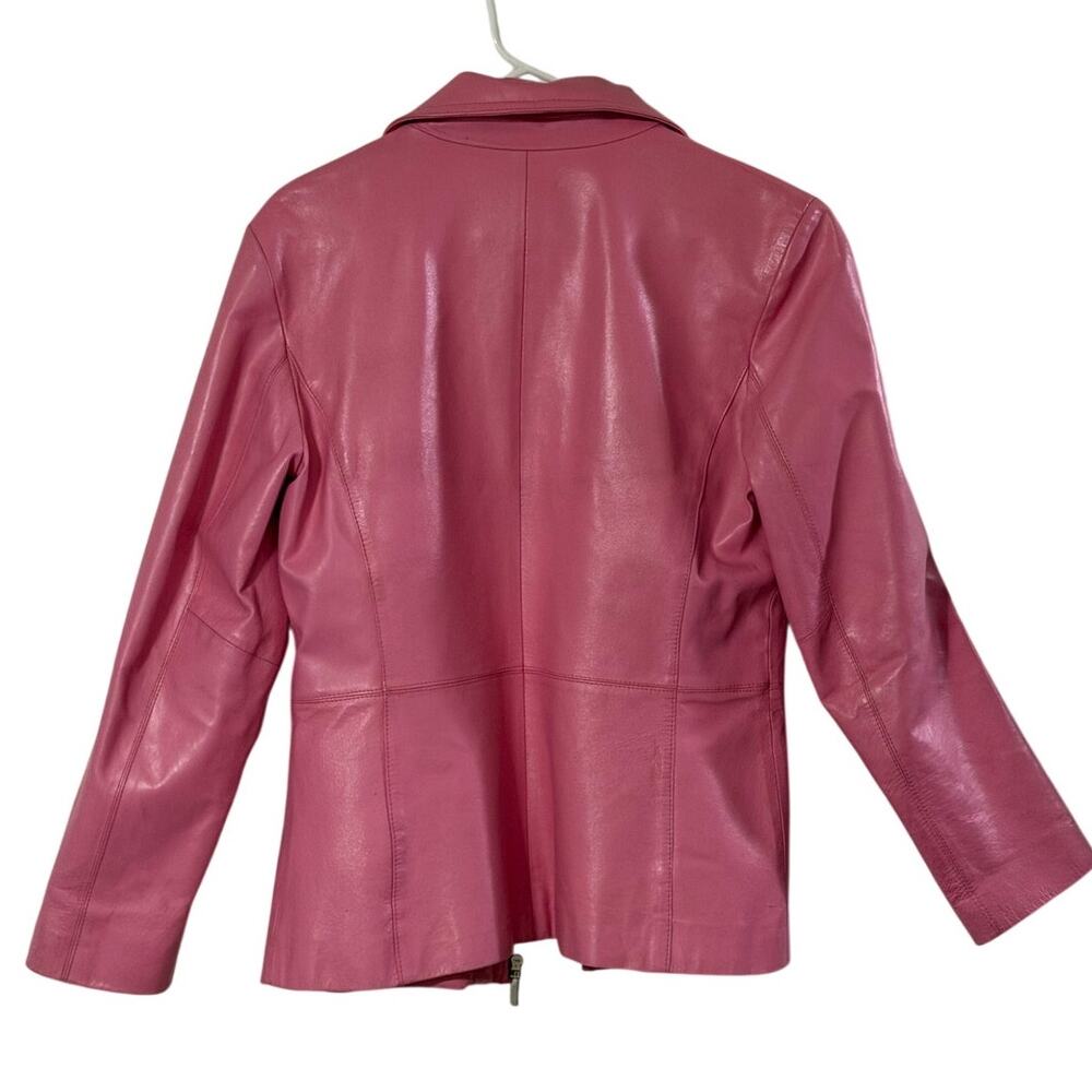 Worthington Vintage Bubblegum Pink Genuine Leather Zip Jacket Womens M - Picture 3 of 9